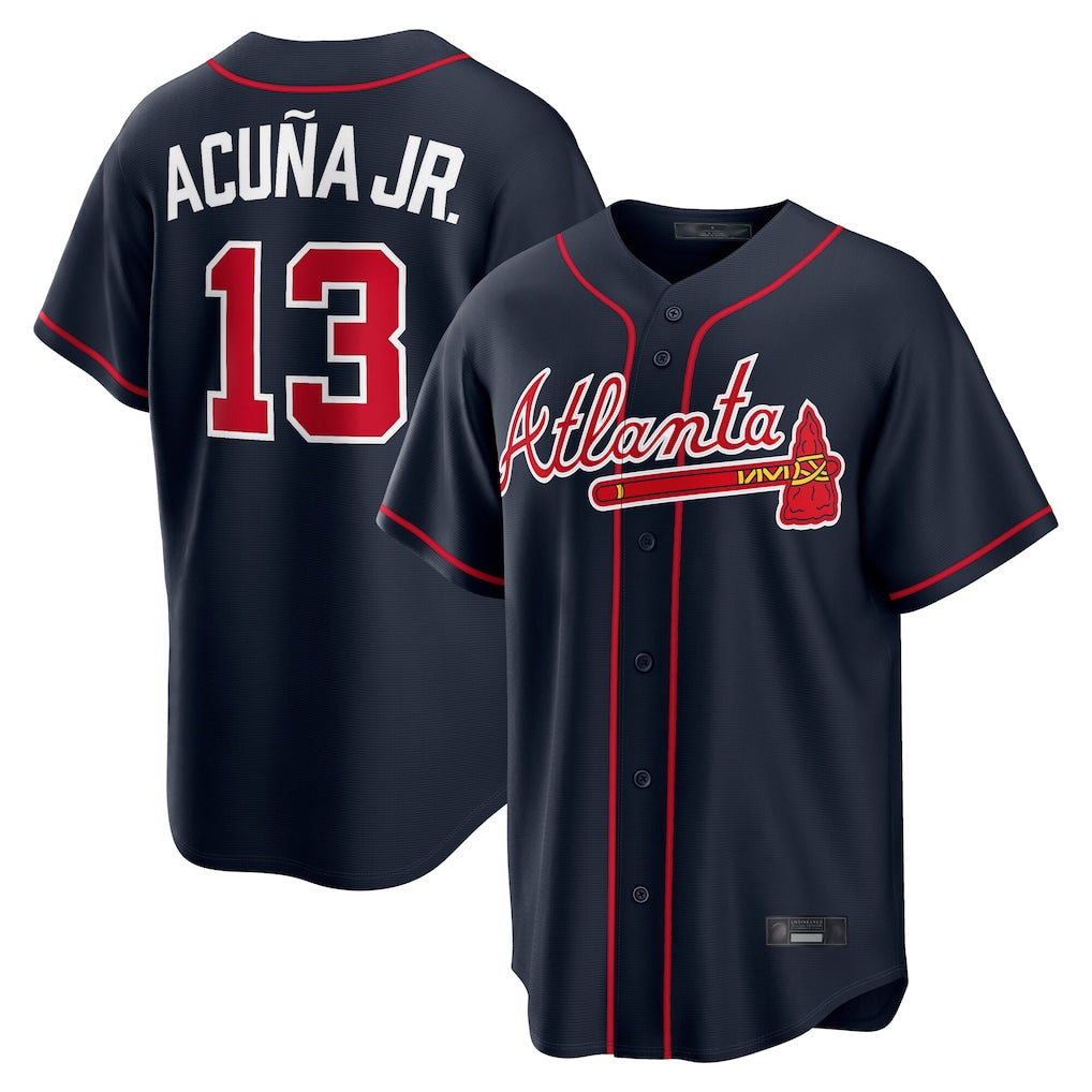 Atlanta Braves #13 Ronald Acuna Jr Player Navy Jereymy Home Game Stitched Jerseys