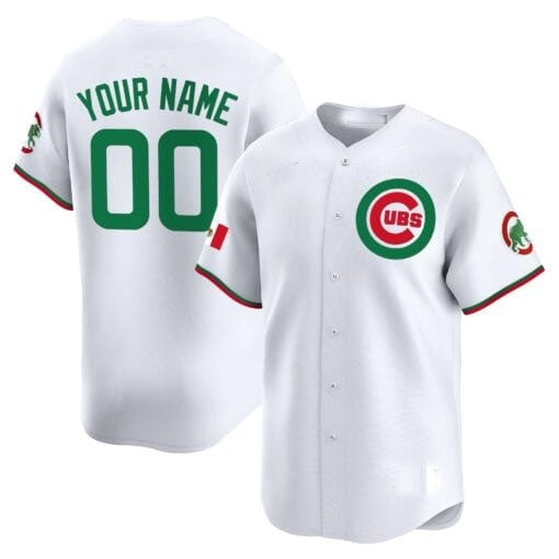 Custom Chicago Cubs Mexico Vapor Premier Limited Jersey V3 ¨C All Stitched-White Jereymy