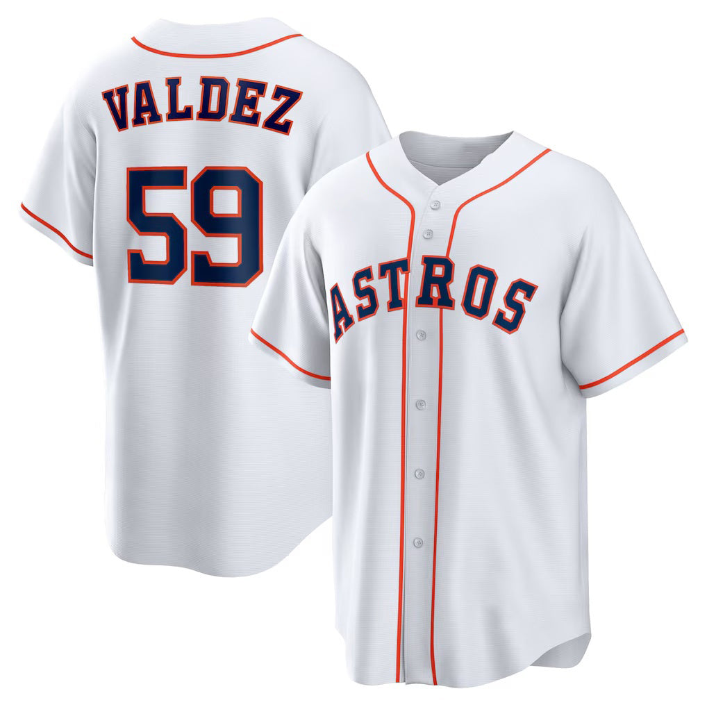 Houston Astros #59 Framber Valdez White Jereymy Home Replica Jersey
