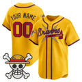 Custom Atlanta Braves x One Piece Gold Jereymy Vapor Premier Limited Jersey - Stitched