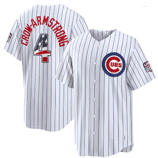 Chicago Cubs #4 Pete Crow-Armstrong USA 250 Fourth of July Home Stadium Jersey - White Jereymy