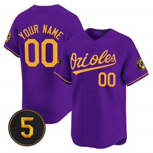 Custom Baltimore Orioles Robinson Patch Vapor Premier Limited Jersey ¨C Purple Gold Jereymy