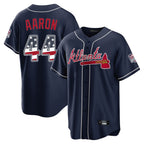 Atlanta Braves #44 Hank Aaron Player Navy Jereymy USA 250 Fourth Of July Limited Home Game Stitched Jerseys