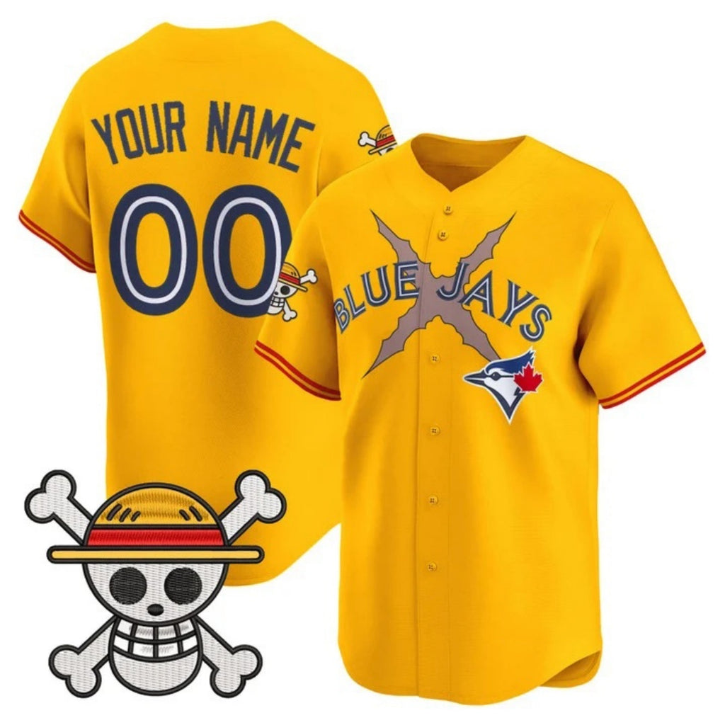 Custom Toronto Blue Jays x One Piece Gold Jereymy Vapor Premier Limited Jersey - Stitched