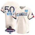 Los Angeles Dodgers #50 Mookie Betts Cream Jereymy 2024 World Series Champions City Connect Limited Stitched Jersey
