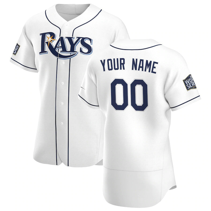 Custom Tampa Bay Rays White Jereymy Home 2020 World Series Bound Authentic Player Jersey