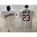 San Diego Padres #23 Fernando Tatis Jr. White Jereymy Throwback With Patch Cool Base Stitched Jersey