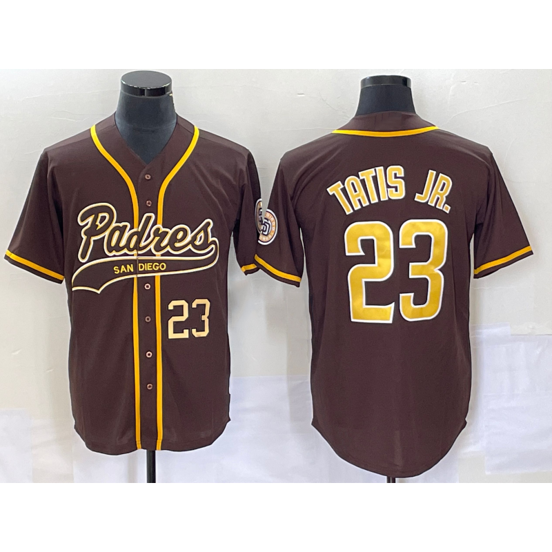 San Diego Padres #23 Fernando Tatis Jr Number Brown Jereymy NEW 2023 Cool Base Stitched Jersey