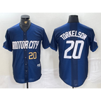 Detroit Tigers #20 Spencer Torkelson Number 2024 Navy Jereymy City Connect Cool Base Limited Stitched Jersey 2
