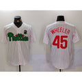 Philadelphia Phillies #45 Zack Wheeler White Green Jereymy Cool Base Stitched Jersey 2