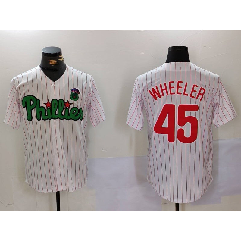 Philadelphia Phillies #45 Zack Wheeler White Green Jereymy Cool Base Stitched Jersey 2