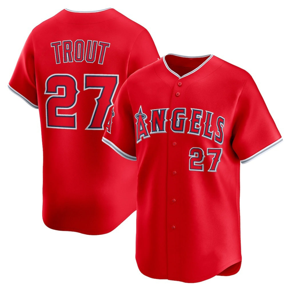 Los Angeles Angels #27 Mike Trout Red Jereymy Alternate Limited Player Jersey