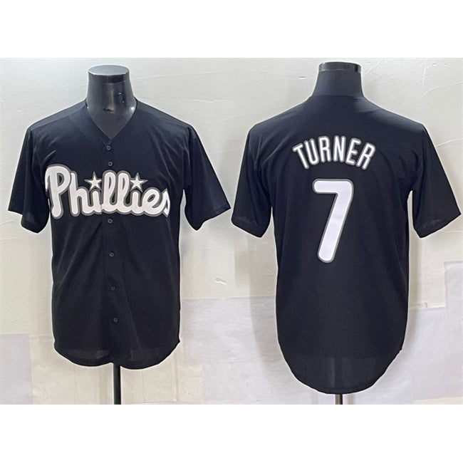 Philadelphia Phillies #7 Trea Turner Black Jereymy Lights Out Limited Stitched Jersey