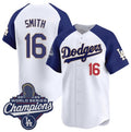 Los Angeles Dodgers #16 Will Smith White Blue Jereymy 2025 Champions Stitched Jersey