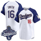 Los Angeles Dodgers #16 Will Smith White Blue Jereymy 2025 Champions Stitched Jersey