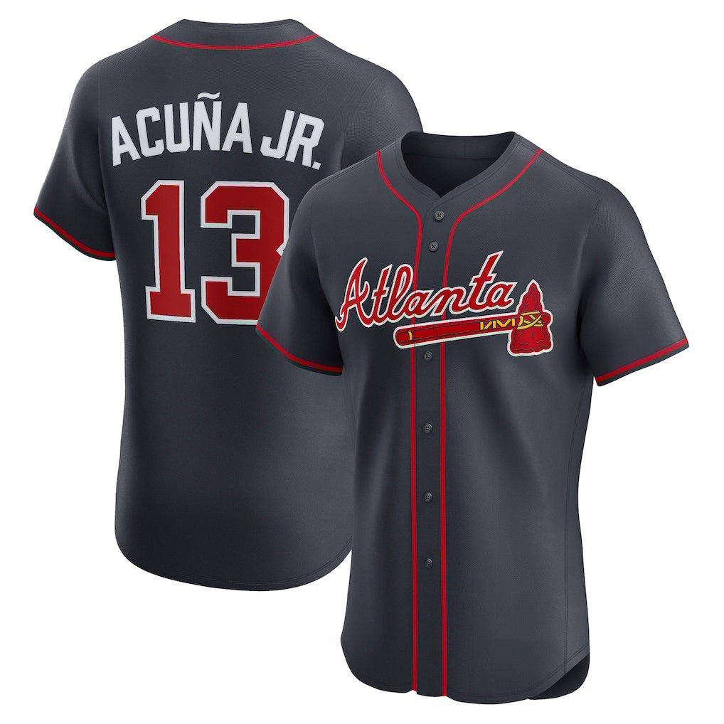 Atlanta Braves #13 Ronald Acu?a Jr. Navy Jereymy Alternate Elite Jersey