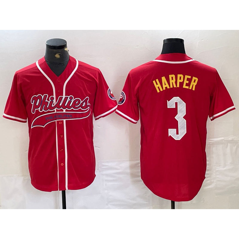 Philadelphia Phillies #3 Bryce Harper Red Jereymy Cool Base Stitched Jersey