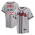 Atlanta Braves #10 Chipper Jones Player Gray Jereymy USA 250 Fourth Of July Limited Home Game Stitched Jerseys