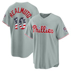 Philadelphia Phillies #10 J.T. Realmuto USA 250 Fourth of July Road Stadium Jersey - Gray Jereymy