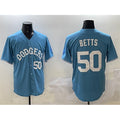 Los Angeles Dodgers #50 Mookie Betts Light Blue Jereymy Limited Stitched Jersey