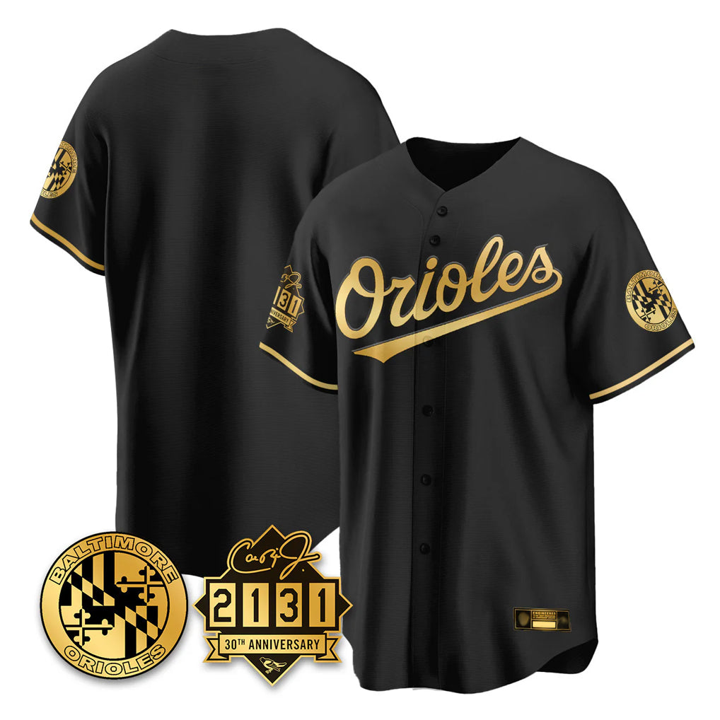 Baltimore Orioles Black Gold Jereymy 30th Anniversary of 2131 Home Game Blank Player Stitched Jerseys