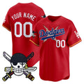 Custom Los Angeles Dodgers x One Piece Red Jereymy Zoro Patch Vapor Premier Limited Jersey - Stitched