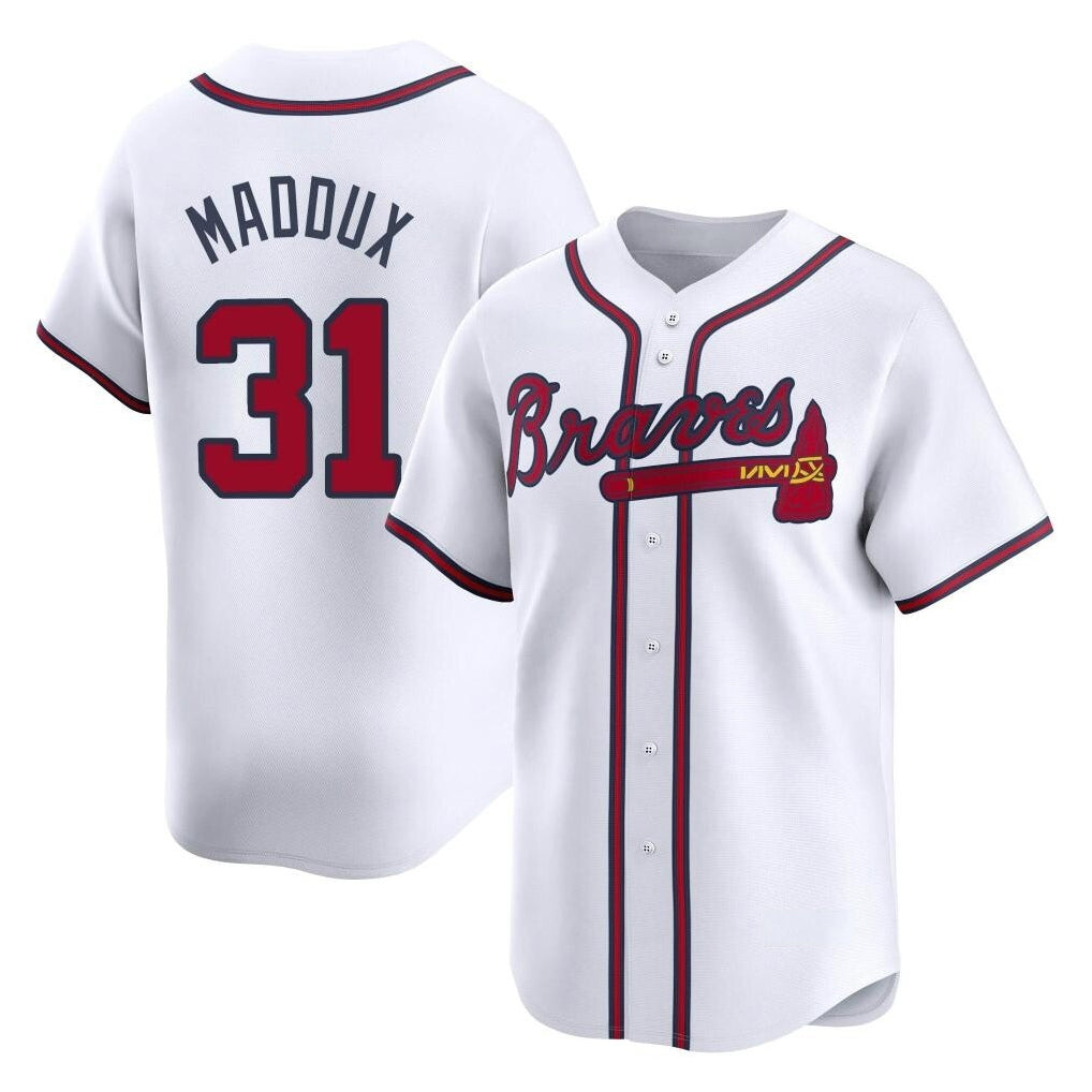 Atlanta Braves #31 Greg Maddux Player White Jereymy Limited Home Game Stitched Jerseys