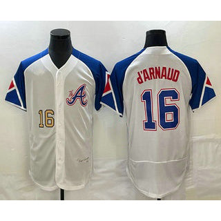 Atlanta Braves #16 Travis dArnaud Number White Jereymy 2023 City Connect Flex Base Stitched Jersey