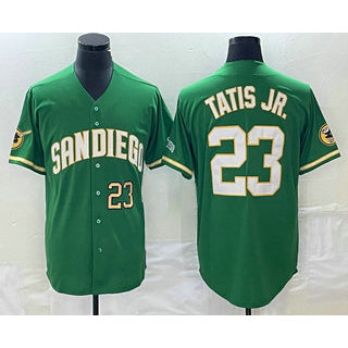 San Diego Padres #23 Fernando Tatis Jr Number Green Jereymy Cool Base Stitched Jersey