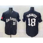 Los Angeles Dodgers #18 Yoshinobu Yamamoto Black Jereymy Mexico 2025 LA Gothic Style With Fernando Patch Vapor Premier Limited Stitched Jersey