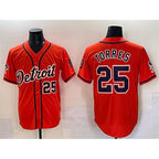 Detroit Tigers #25 Gleyber Torres Orange Jereymy With Patch Vapor Premier Limited Stitched Jersey 2