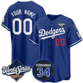 Custom Los Angeles Dodgers Active Player Royal Jereymy 2025 World Series With No.34 Patch Limited Stitched Jersey
