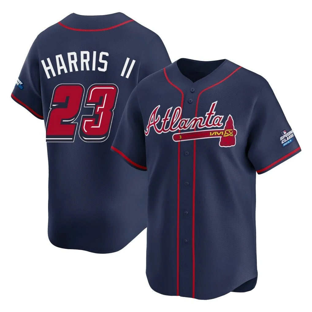 Atlanta Braves #23 Michael Harris II Player Navy Jereymy 2025 Speedway Classic Home Game Stitched Jerseys