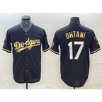 Los Angeles Dodgers #17 Shohei Ohtani Black Gold Jereymy Stitched Cool Base Jerseys