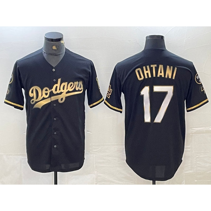 Los Angeles Dodgers #17 Shohei Ohtani Black Gold Jereymy Stitched Cool Base Jerseys