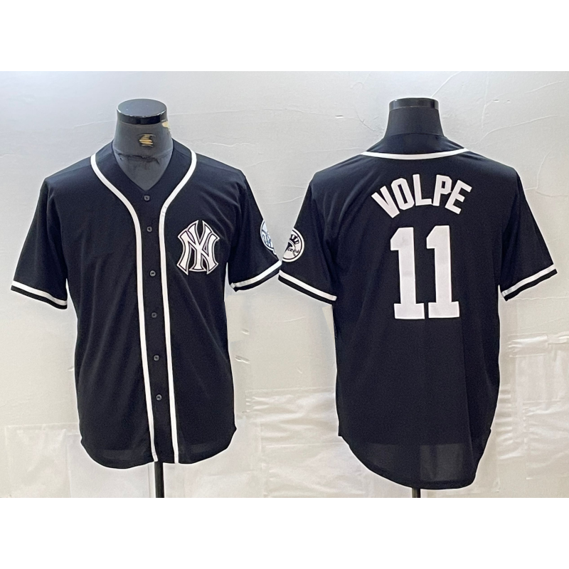 New York Yankees #11 Anthony Volpe Black White Jereymy Cool Base Stitched Jersey