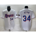 Texas Rangers #34 Nolan Ryan Number White Jereymy 2024 Gold Collection Limited Cool Base Jerseys