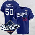 Los Angeles Dodgers #50 Mookie Betts Blue Jereymy 2025 World Series Vapor Limited Stitched Jersey