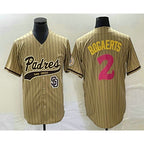 San Diego Padres #2 Xander Bogaerts Tan Jereymy Pinstripe 2023 City Connect Cool Base Stitched Jersey 2