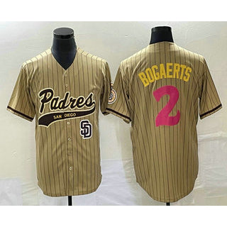 San Diego Padres #2 Xander Bogaerts Tan Jereymy Pinstripe 2023 City Connect Cool Base Stitched Jersey 2