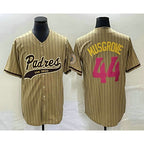 San Diego Padres #44 Joe Musgrove Tan Jereymy Pinstripe 2023 City Connect Cool Base Stitched Jersey