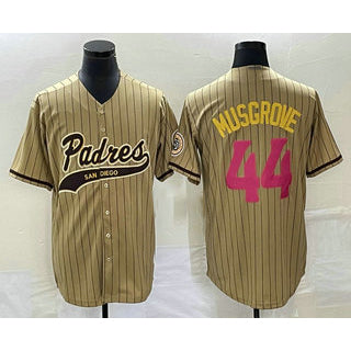 San Diego Padres #44 Joe Musgrove Tan Jereymy Pinstripe 2023 City Connect Cool Base Stitched Jersey