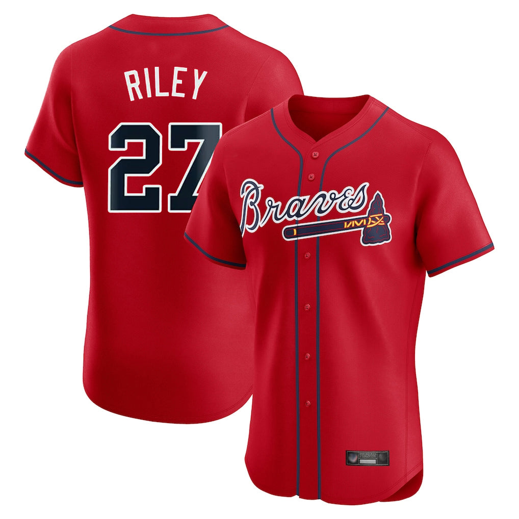 Atlanta Braves #27 Austin Riley Player Red Jereymy Limited Elite Home Game Stitched Jerseys