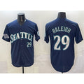 Seattle Mariners #29 Cal Raleigh Navy Jereymy With 2025 AL West Division Champions Patch Limited Stitched jersey