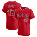 Los Angeles Angels #27 Mike Trout Red Jereymy Alternate Elite Jersey