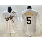 Los Angeles Dodgers #5 Freddie Freeman White Gold Jereymy 2025 World Series Limited Stitched Jersey