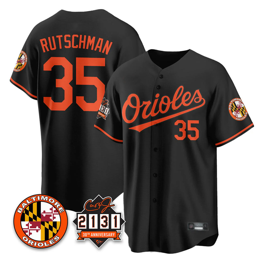 Baltimore Orioles #35 Adley Rutschman Player Black Jereymy 30th Anniversary of 2131 Home Game Stitched Jerseys