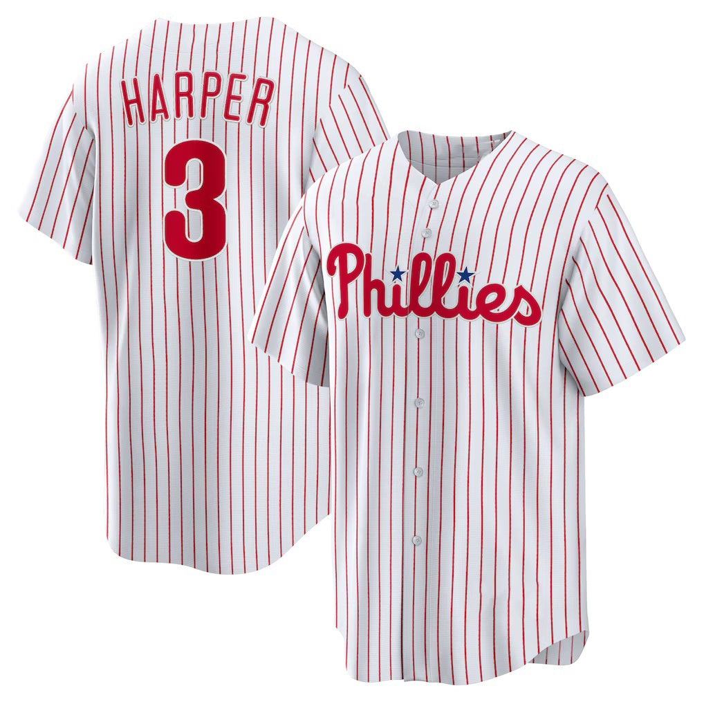 Philadelphia Phillies #3 Bryce Harper White Jereymy Home Replica Player Name Jersey