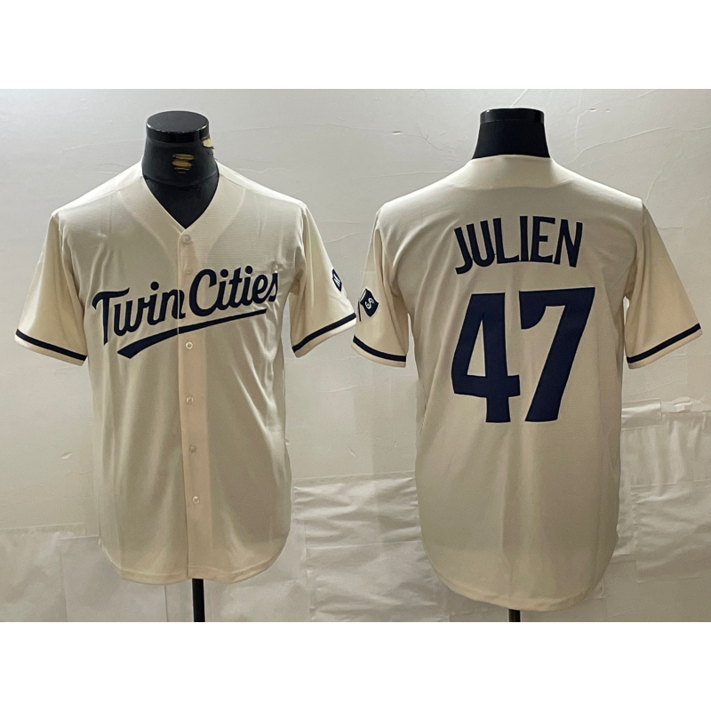Minnesota Twins #47 Edouard Julien Cream Jereymy Cool Base Stitched Jersey