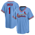 St. Louis Cardinals #1 Ozzie Smith Light Blue Jereymy Road Cooperstown Collection Player Jersey